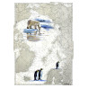 Toile sur chassis bois carte marine peinte - Grand nord Arctique