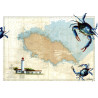 Toile sur chassis bois carte marine peinte - Pince mi et pince moi à l'Île d'Yeu
