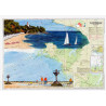 Carte marine peinte sur papier - Passage du gois à Noirmoutier