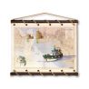 Toile tendue coton carte marine peinte - Thonier de la Rochelle