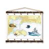 Toile tendue coton carte marine peinte - Rade de Toulon