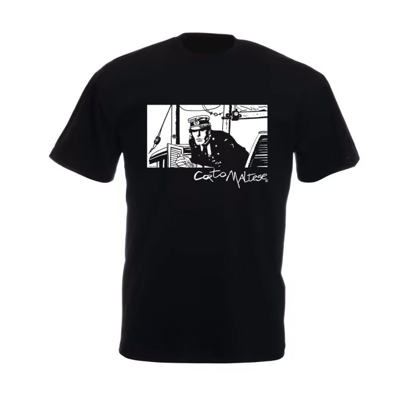 Tee shirt Corto Maltese - Port ducal - noir - manches courtes Tee shirt Corto Maltese - Port ducal - noir - manches courtes